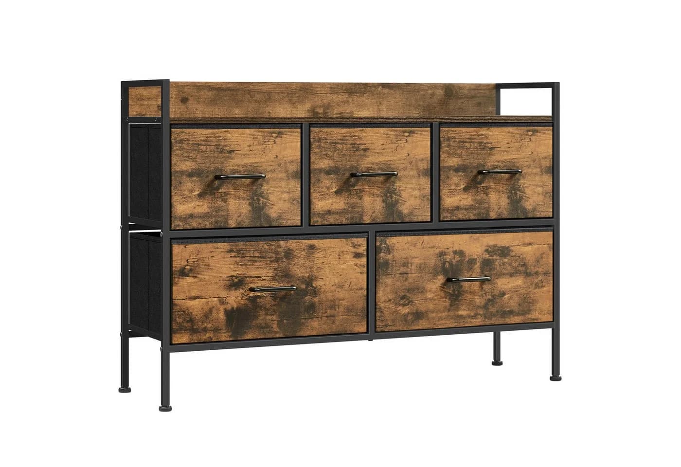 SONGMICS Kommode Schlafzimmer 5 Stoff-Schubladen Wolkenweiß-Eichenbeige - Bild 2