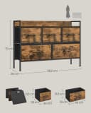 SONGMICS Kommode Schlafzimmer 5 Stoff-Schubladen Wolkenweiß-Eichenbeige Bild 5