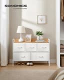 SONGMICS Kommode Schlafzimmer Wolkenweiß-Eichenbeige 5 Stoff-Schubladen Bild 1
