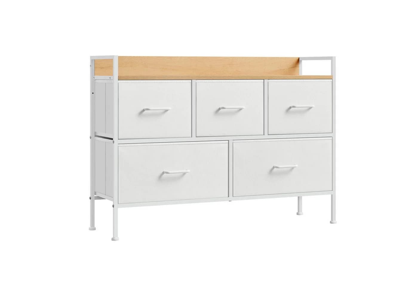 SONGMICS Kommode Schlafzimmer Wolkenweiß-Eichenbeige 5 Stoff-Schubladen - Bild 2