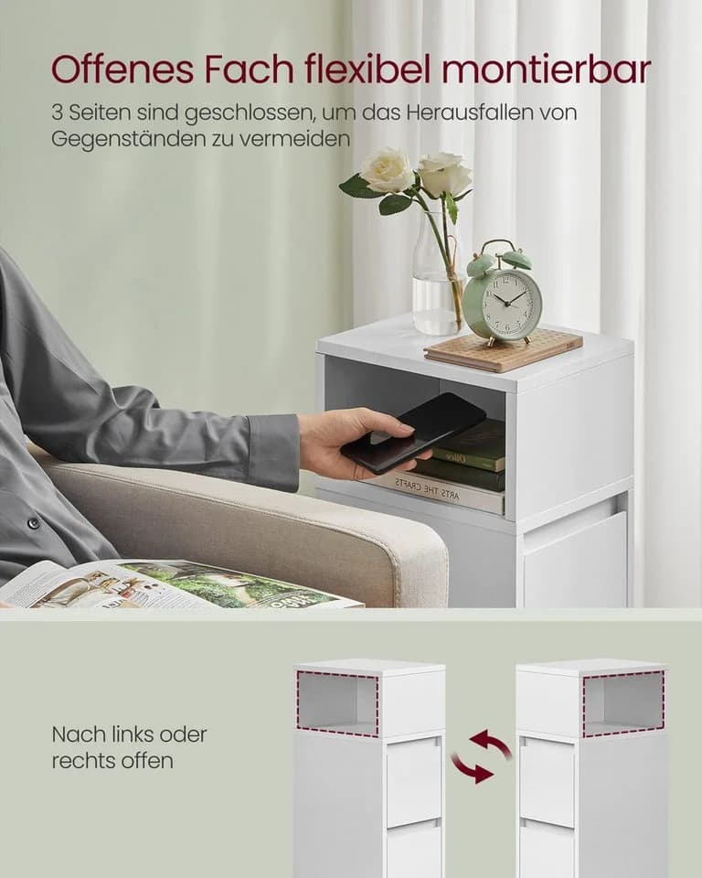 VASAGLE Nachttisch 2-St Wolkenweiß Beistelltisch 2 Schubladen - Bild 3