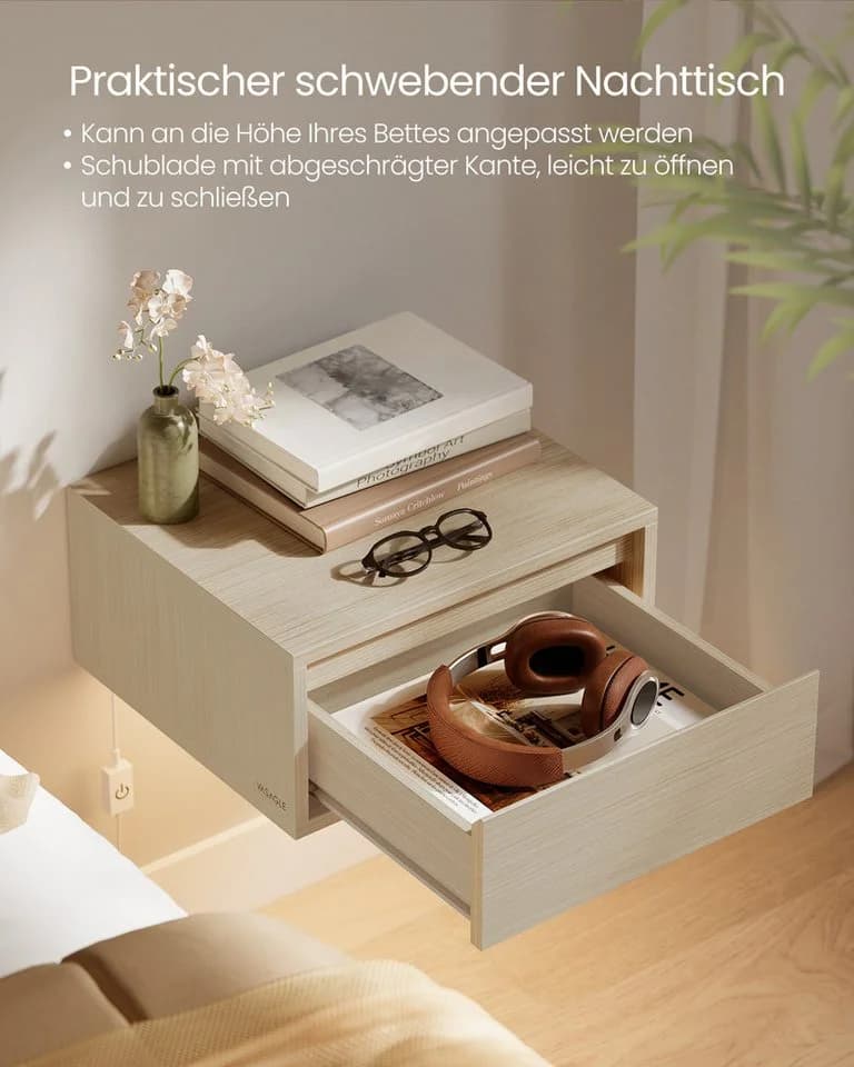 VASAGLE Nachttisch 2er Set Schwebend Beige - Bild 3