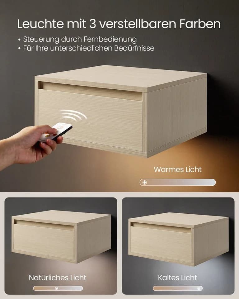 VASAGLE Nachttisch 2er Set Schwebend Beige - Bild 4