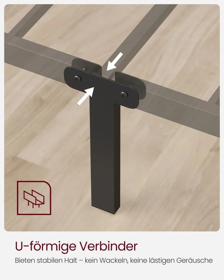 VASAGLE Bettgestell 90 x 200 cm Metall Bettrahmen hochtragfähig