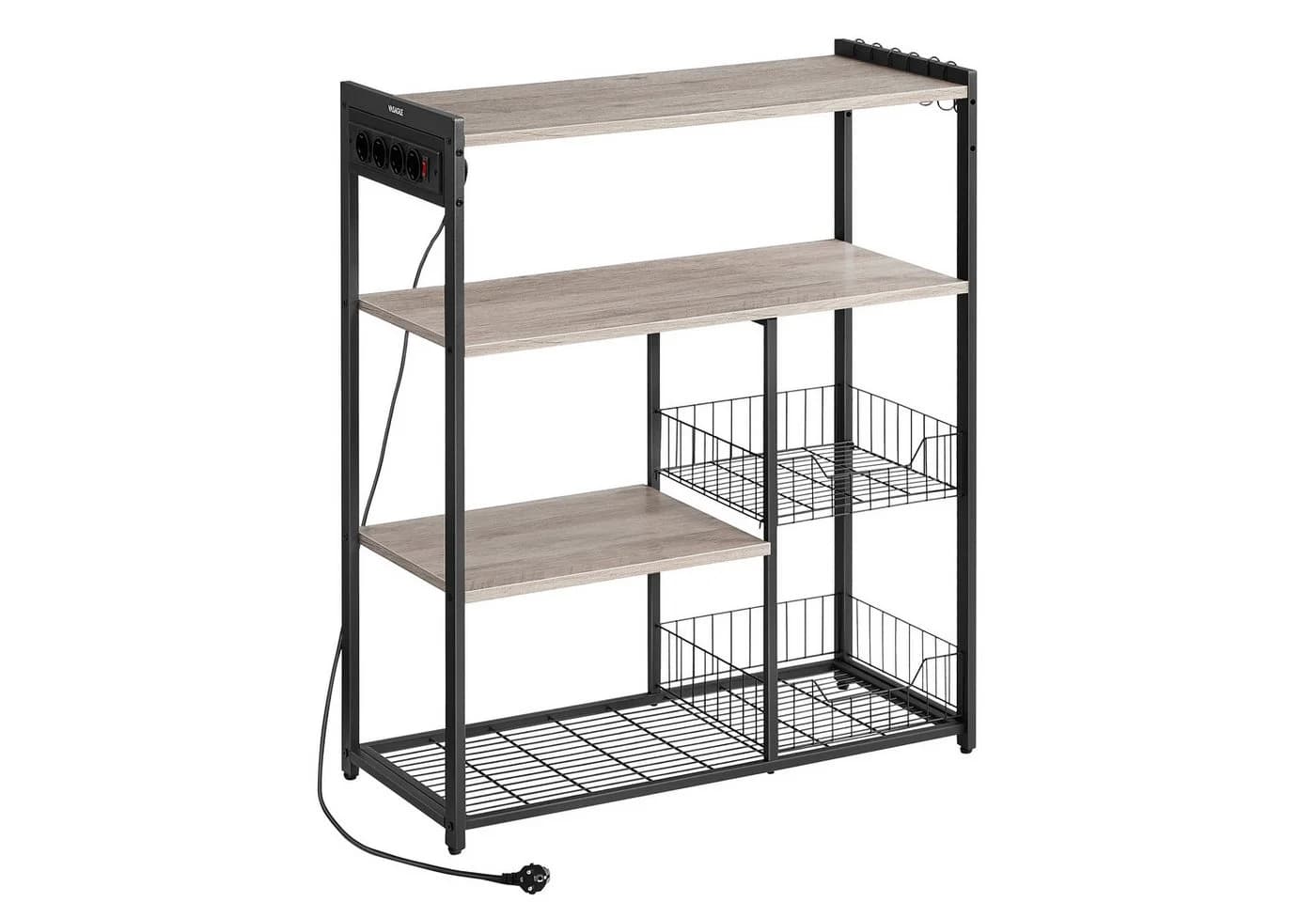 VASAGLE Küchenregal Standregal mit Steckdosen 6 Haken 35 x 80 x 93,5 cm - Bild 2