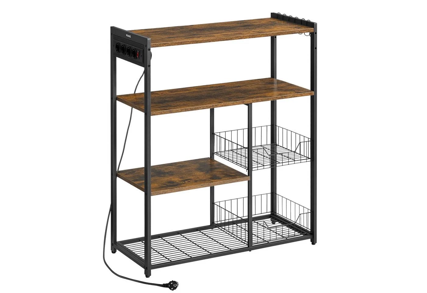 VASAGLE Küchenregal Standregal mit Steckdosen 6 Haken 35 x 80 x 93,5 cm - Bild 2