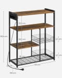 VASAGLE Küchenregal Standregal mit Steckdosen 6 Haken 35 x 80 x 93,5 cm Bild 3