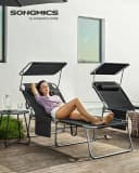 SONGMICS Gartenliege 2er Set Schwarz Anthrazit Klappbar Bild 1