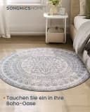 SONGMICS HOME Wohnzimmerteppich Rutschfest Flauschig Boho-Stil Taubengrau Bild 3