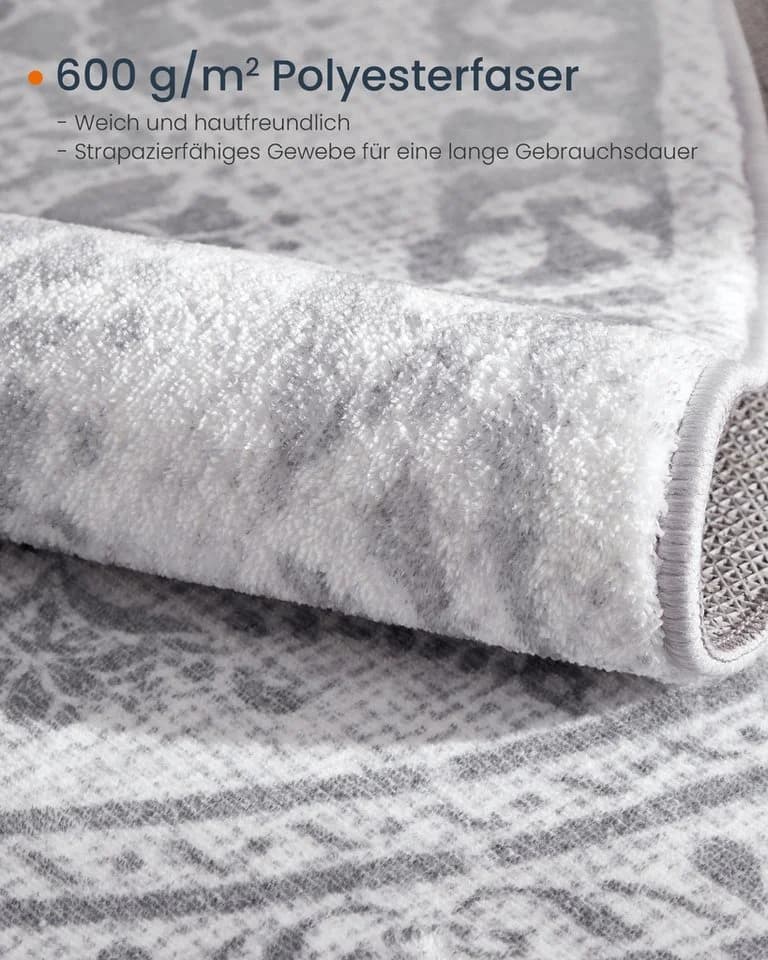 SONGMICS HOME Wohnzimmerteppich Rutschfest Flauschig Boho-Stil Taubengrau - Bild 4