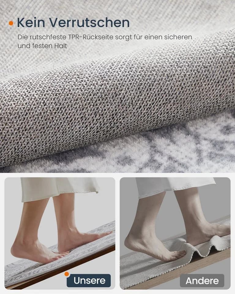 SONGMICS HOME Wohnzimmerteppich Rutschfest Flauschig Boho-Stil Taubengrau - Bild 5