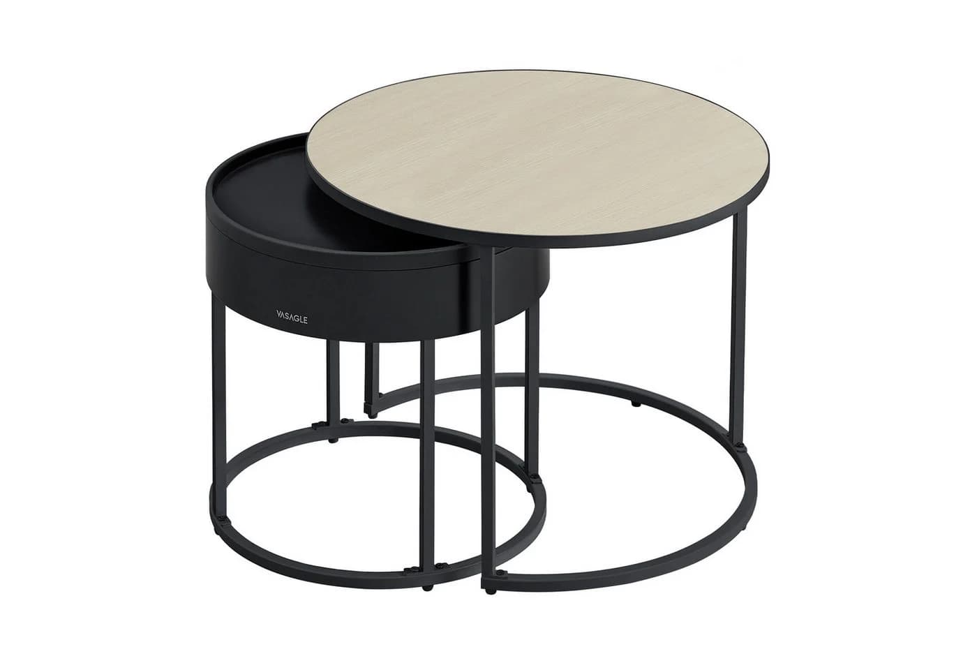 VASAGLE Couchtisch 2er Set Satztisch Wohnzimmer Versteckter Stauraum - Bild 2