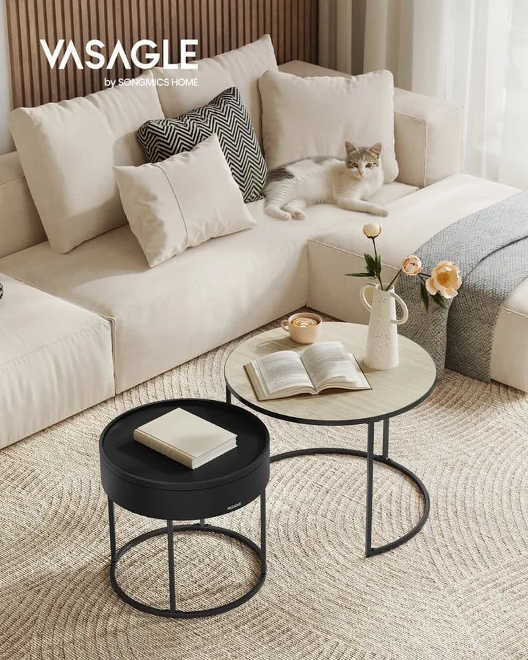 VASAGLE Couchtisch 2er Set Satztisch Wohnzimmer Versteckter Stauraum - Bild 3