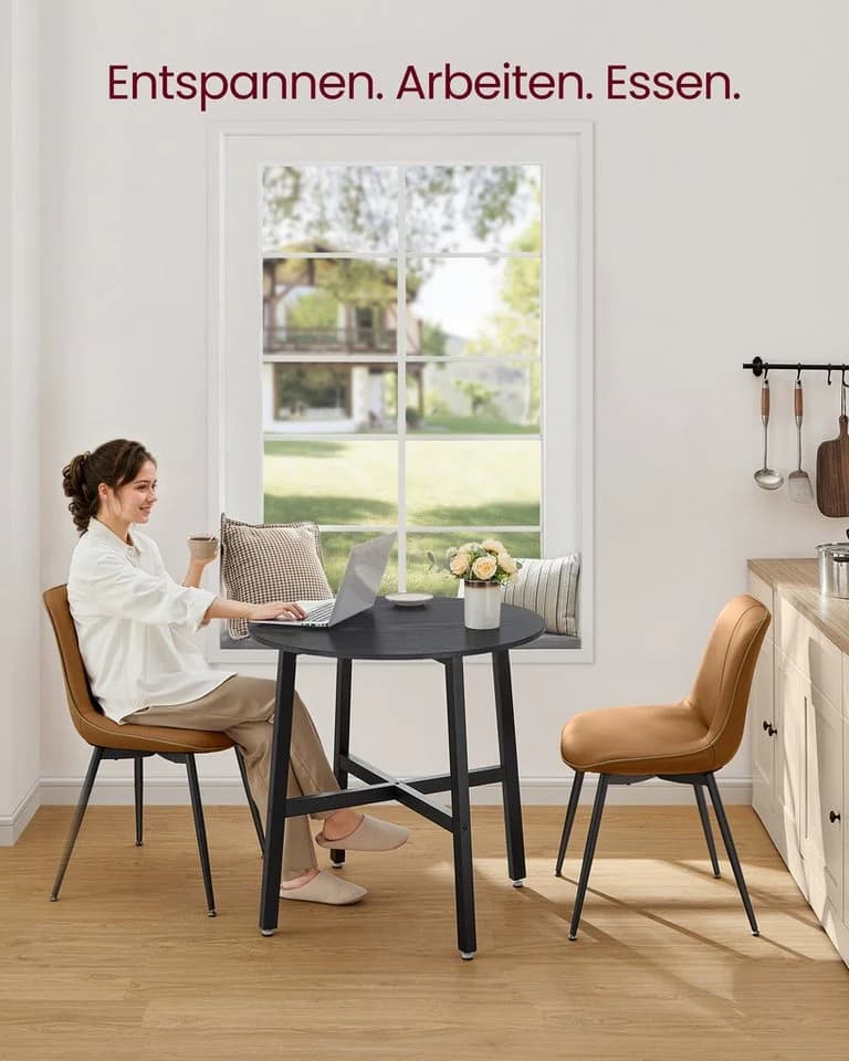 VASAGLE Esstisch Rund 80 cm Industrie-Design - Bild 5