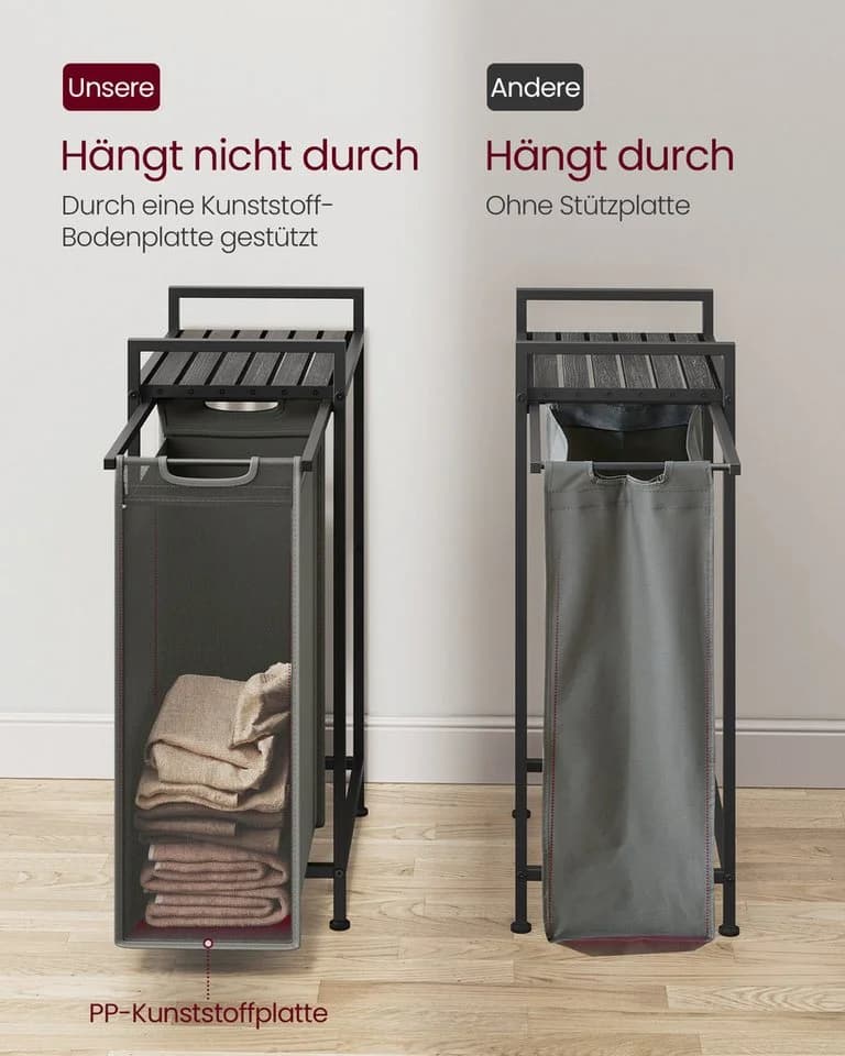 VASAGLE Wäschekorb mit Ablage Schiefergrau-Anthrazitgrau - Bild 5