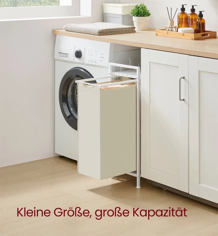 VASAGLE Wäschekorb 47 L Wäschesammler mit Ablage Cremeweiß - Bild 3