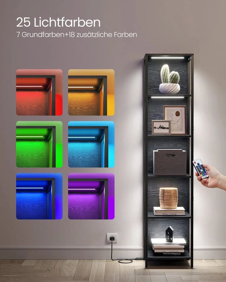 VASAGLE Bücherregal 6 Ebenen LED-Beleuchtung Ebenholzschwarz - Bild 4