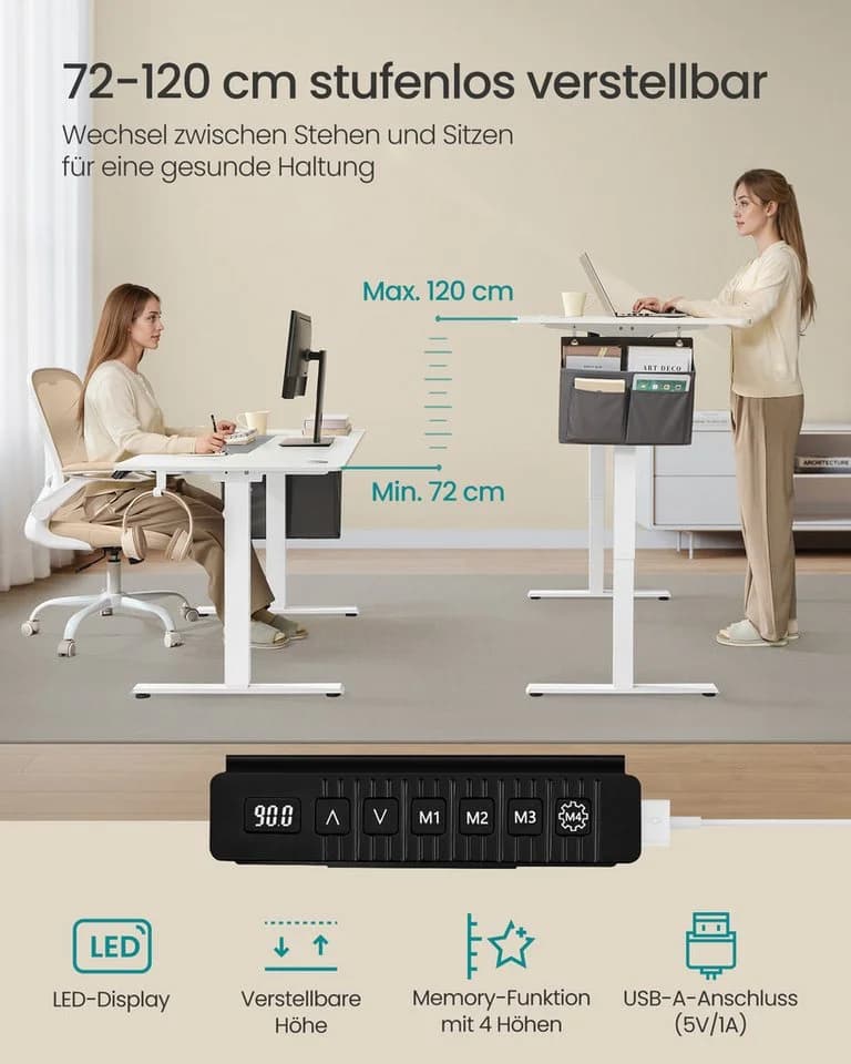 SONGMICS Schreibtisch Höhenverstellbar Elektrisch USB-C 180 cm - Bild 4