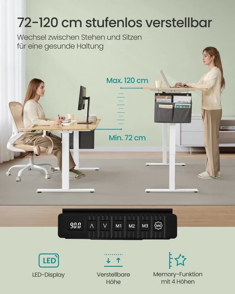 SONGMICS Schreibtisch Höhenverstellbarer Elektrisch USB-C-Anschluss - Bild 3