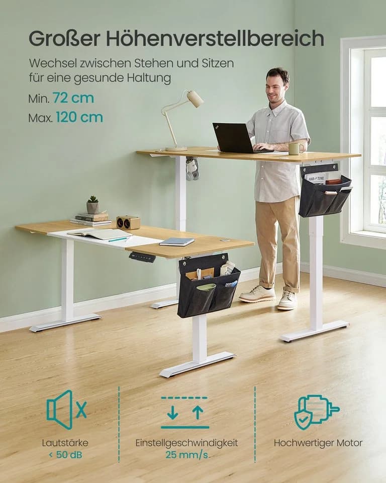 SONGMICS Schreibtisch Höhenverstellbar USB-C Organizer 180 cm - Bild 4