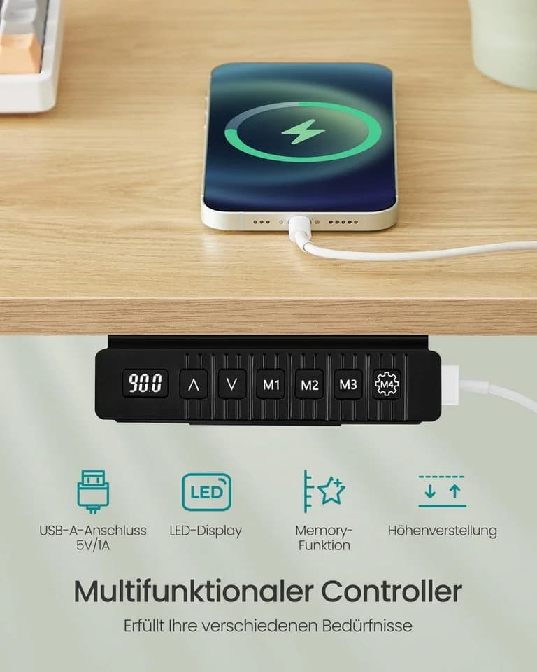 SONGMICS Schreibtisch Höhenverstellbar USB-C Organizer 180 cm - Bild 5
