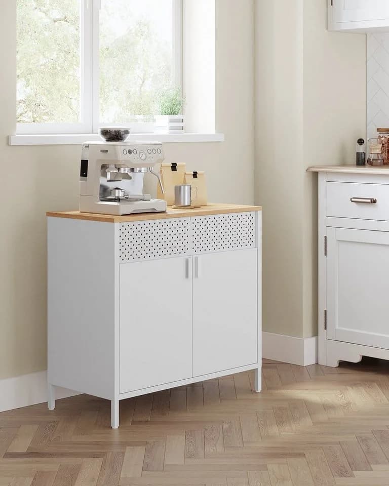 SONGMICS Aktenschrank Küchenschrank Metallschrank mit Doppeltür Stahlgestell