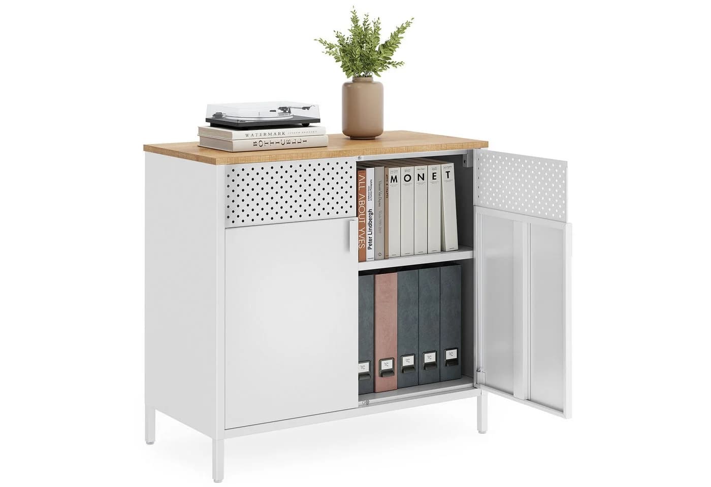 SONGMICS Aktenschrank Küchenschrank Metallschrank mit Doppeltür Stahlgestell - Bild 2