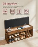 VASAGLE Schuhbank Sitzbank Stauraum Gepolstert 30 x 100 x 44 cm Bild 3