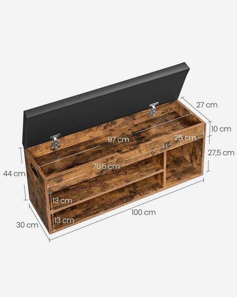 VASAGLE Schuhbank Sitzbank Stauraum Gepolstert 30 x 100 x 44 cm - Bild 5