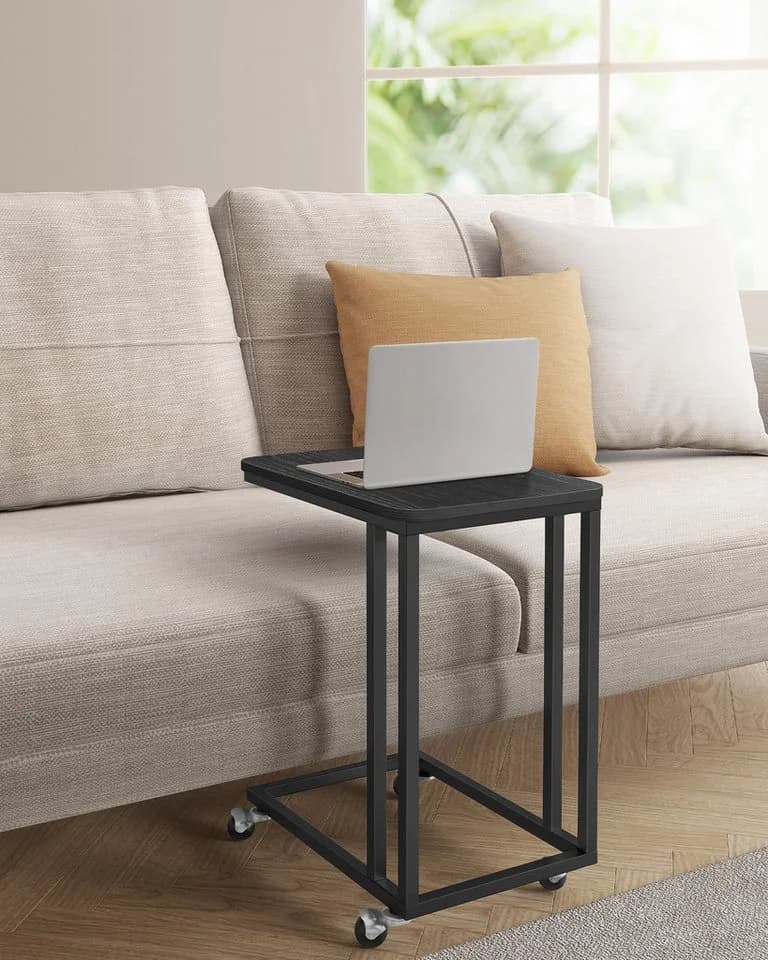 VASAGLE Beistelltisch mit Rollen, C-Form, 35 x 50 x 60 cm