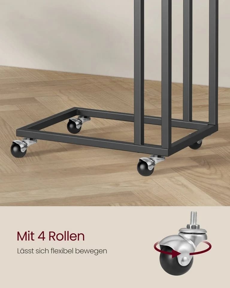 VASAGLE Beistelltisch mit Rollen, C-Form, 35 x 50 x 60 cm - Bild 3