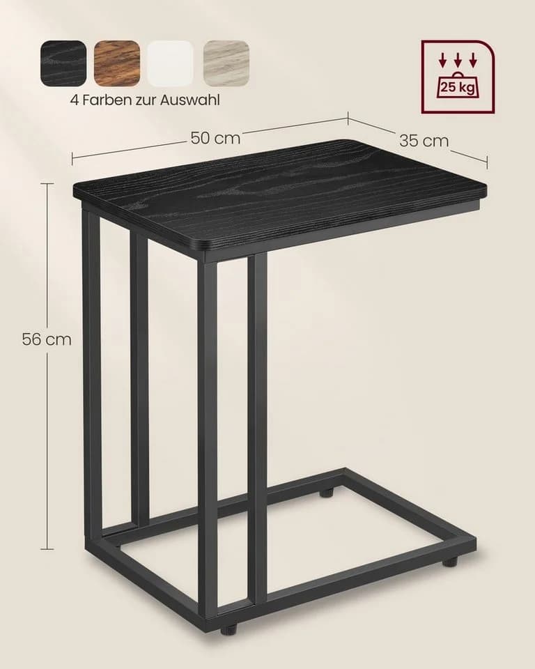 VASAGLE Beistelltisch mit Rollen, C-Form, 35 x 50 x 60 cm - Bild 4