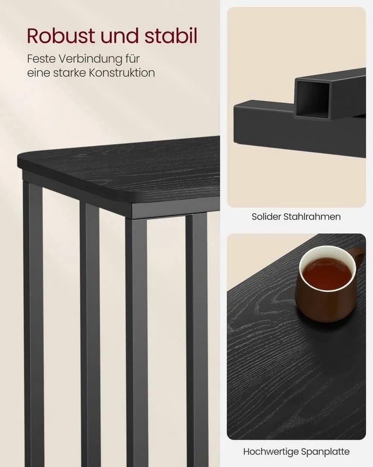 VASAGLE Beistelltisch mit Rollen, C-Form, 35 x 50 x 60 cm - Bild 5