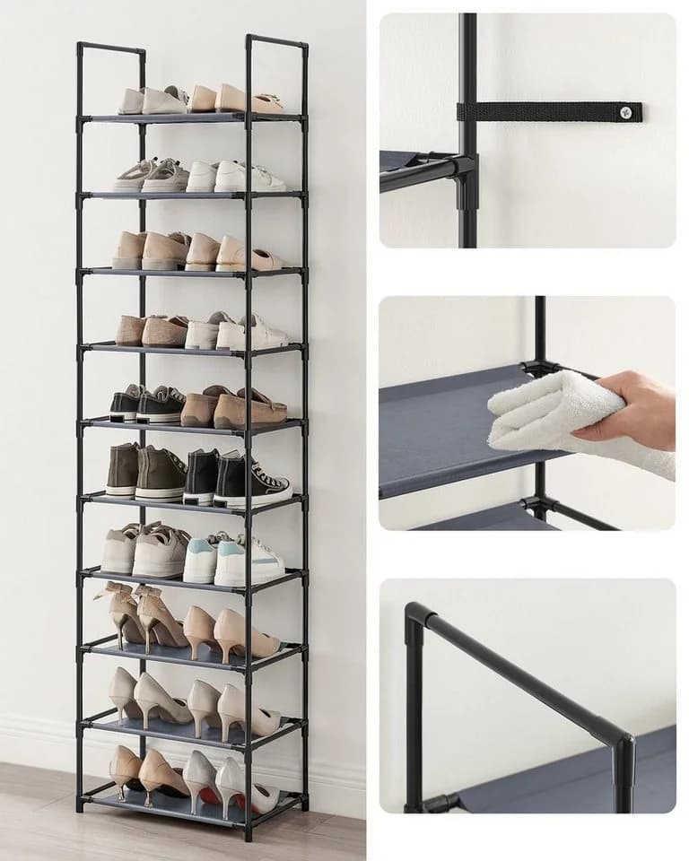 SONGMICS Schuhregal 20 Paar Schuhe Metallgestell 10 Ebenen - Bild 4
