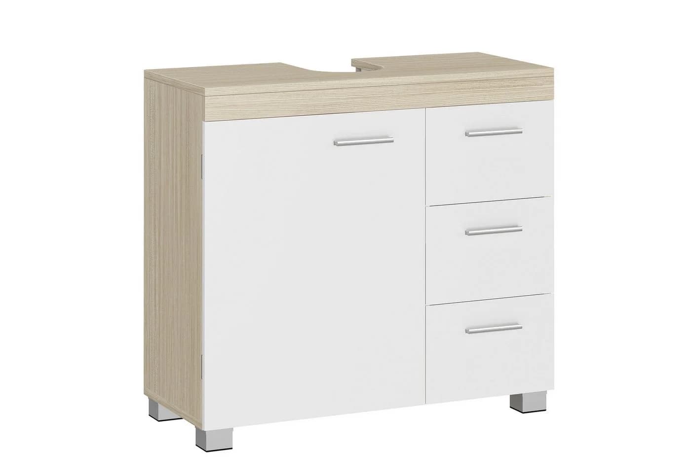 VASAGLE Waschbeckenunterschrank Badezimmerschrank Badschrank 3 Schubladen Weiß - Bild 2