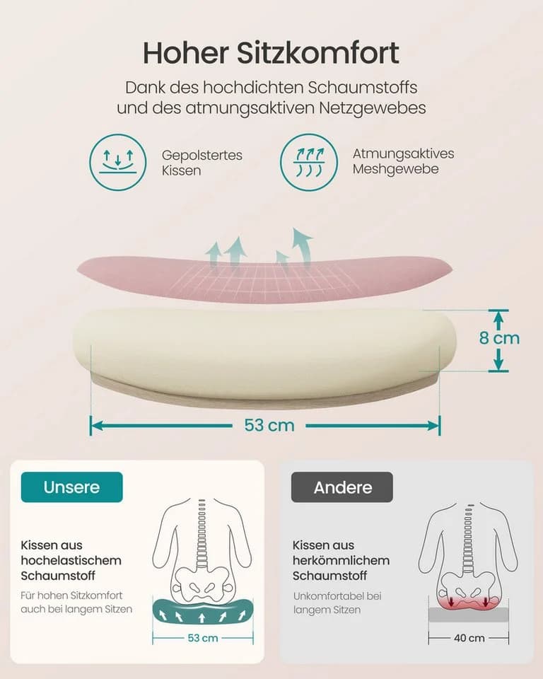 SONGMICS Bürostuhl Ergonomisch Drehstuhl Mesh Wippfunktion Klappbare Armlehnen Rosa - Bild 5