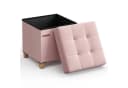 SONGMICS Sitzhocker mit Stauraum, Schuhbank, klappbare Sitztruhe, Fußbank, 38 cm, Pastellrosa Bild 1