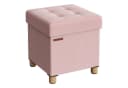 SONGMICS Sitzhocker mit Stauraum, Schuhbank, klappbare Sitztruhe, Fußbank, 38 cm, Pastellrosa Bild 2