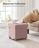 SONGMICS Sitzhocker mit Stauraum, Schuhbank, klappbare Sitztruhe, Fußbank, 38 cm, Pastellrosa Bild 5