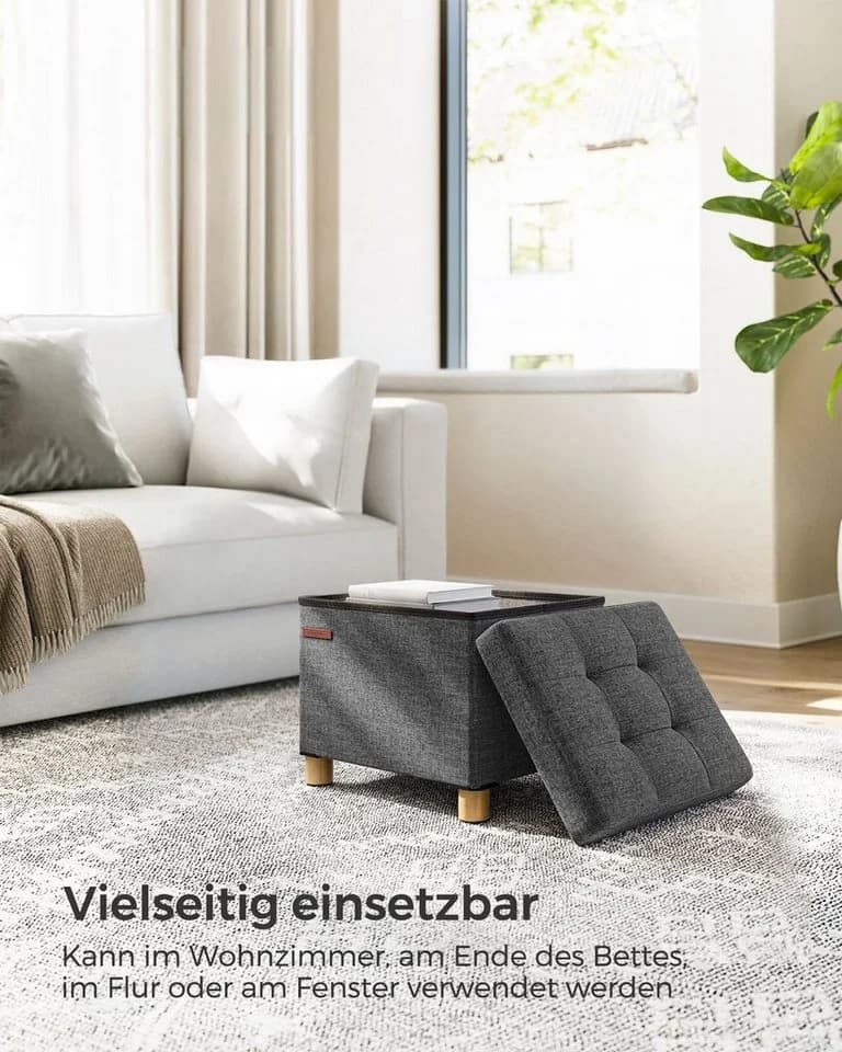 SONGMICS Sitzhocker Sitzbank 32x40x33,5cm Klappbar 300kg Dunklegrau