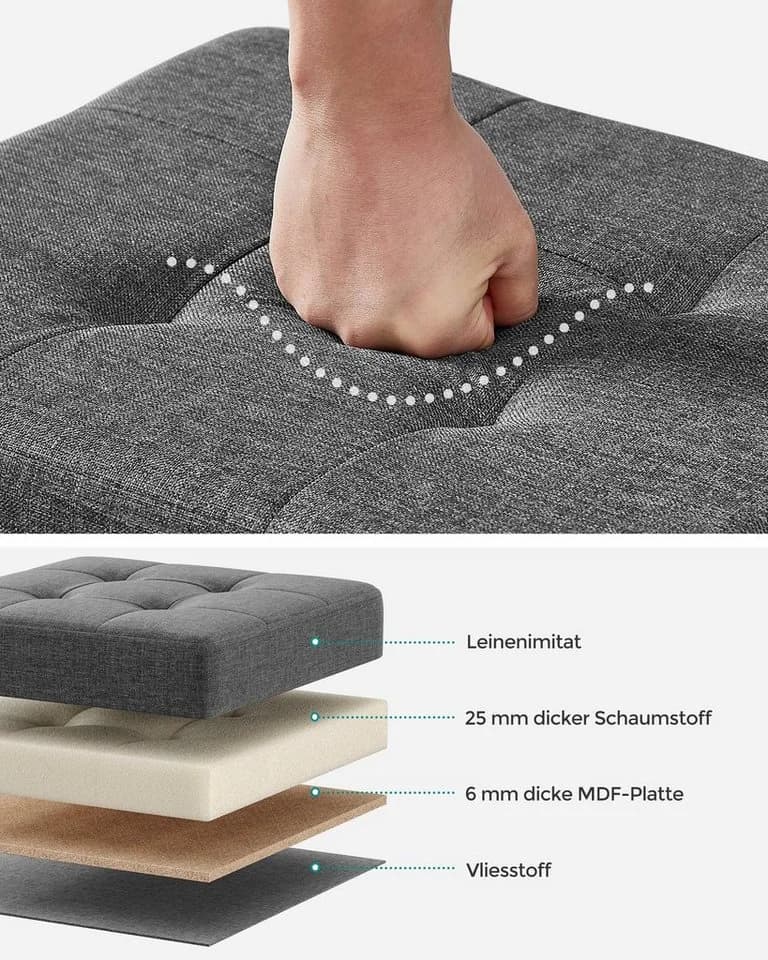 SONGMICS Sitzhocker Sitzbank 32x40x33,5cm Klappbar 300kg Dunklegrau - Bild 3