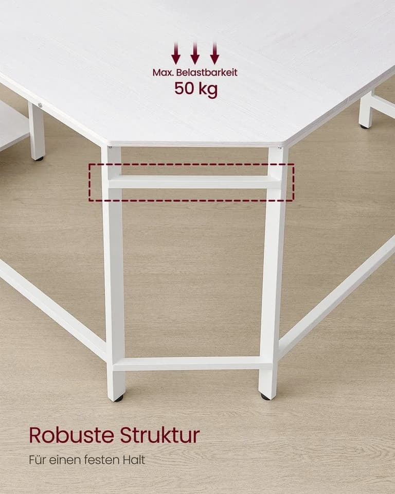 VASAGLE Schreibtisch Computertisch L-förmig 130/138 cm mit 2 Ablagen - Bild 5