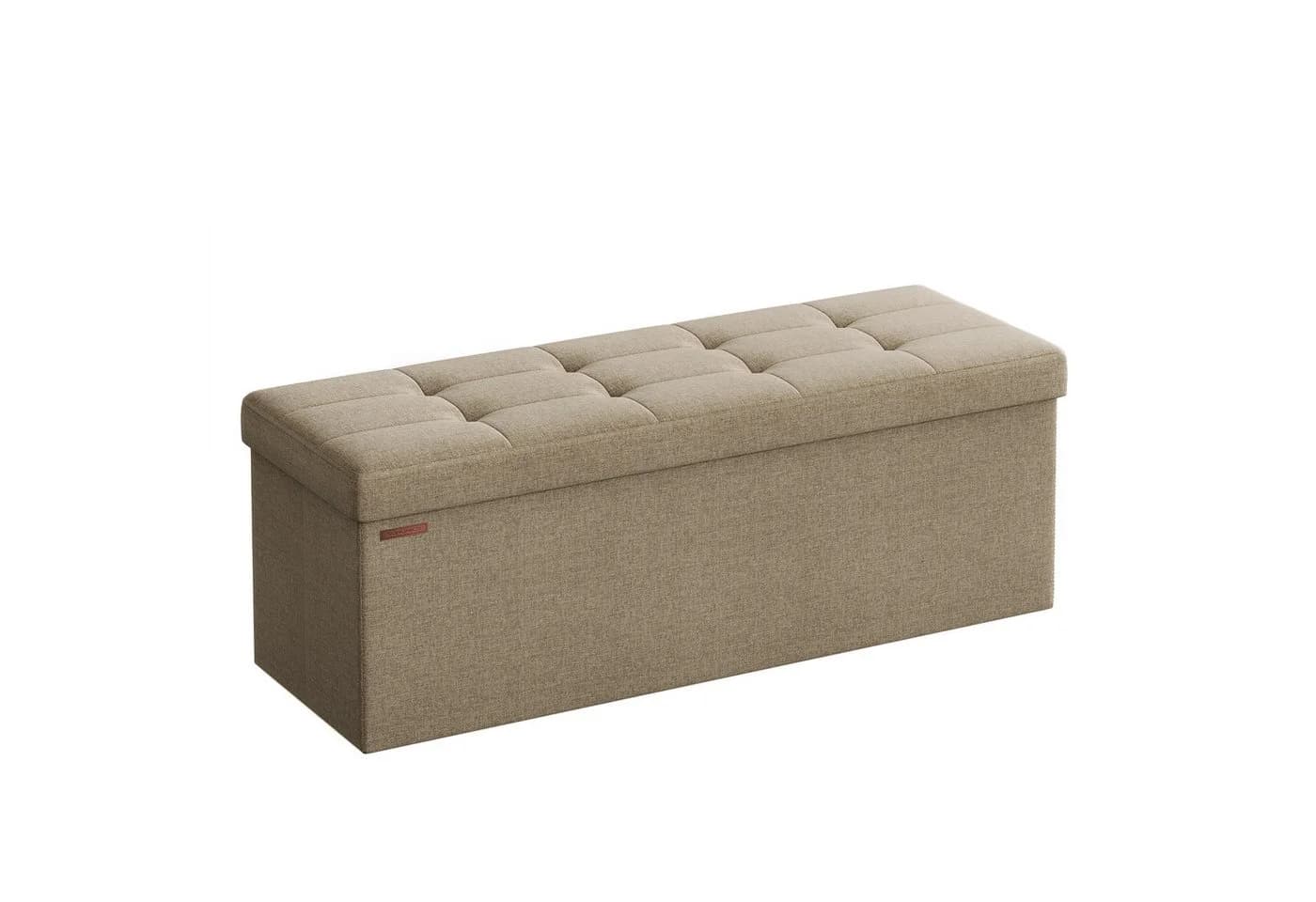 SONGMICS Sitzbank 76/110cm mit Stauraum, klappbare Sitztruhe, Fußbank