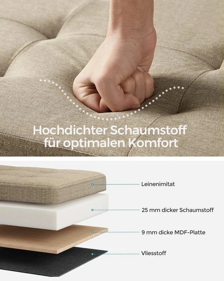 SONGMICS Sitzbank 76/110cm mit Stauraum, klappbare Sitztruhe, Fußbank - Bild 4