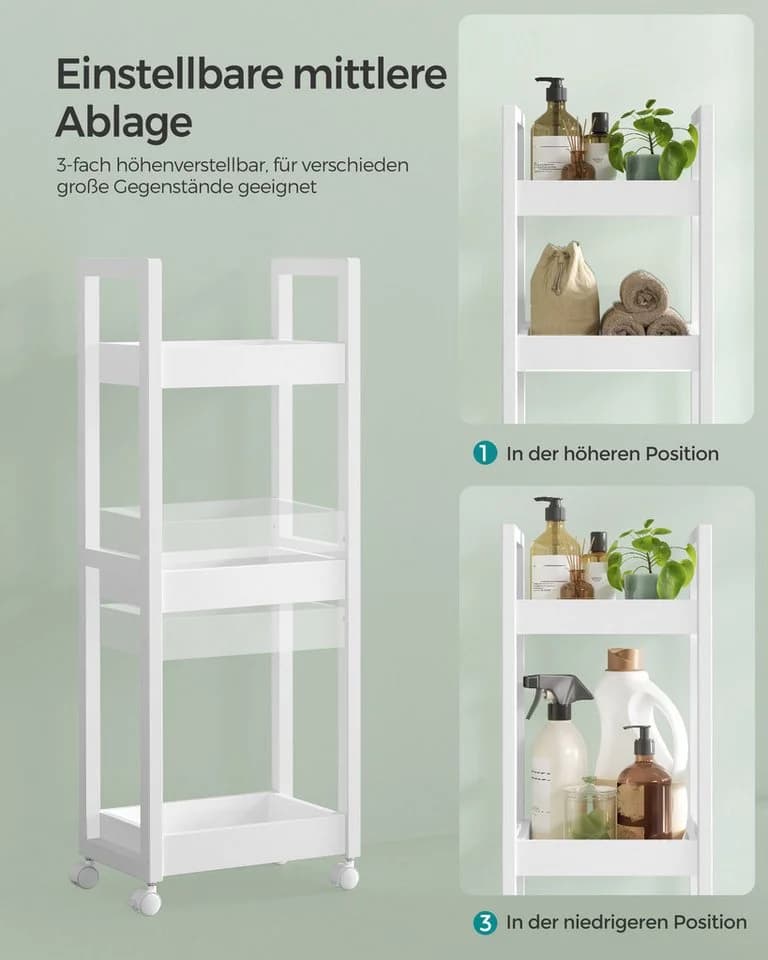 SONGMICS Badregal BCB083 Badezimmerregal 3 Ebenen Weiß - Bild 5