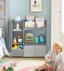 SONGMICS Spielzeugregal Bücherregal Kinder Taubengrau 3-in-1 Bild 1