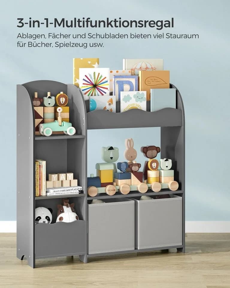 SONGMICS Spielzeugregal Bücherregal Kinder Taubengrau 3-in-1 - Bild 4