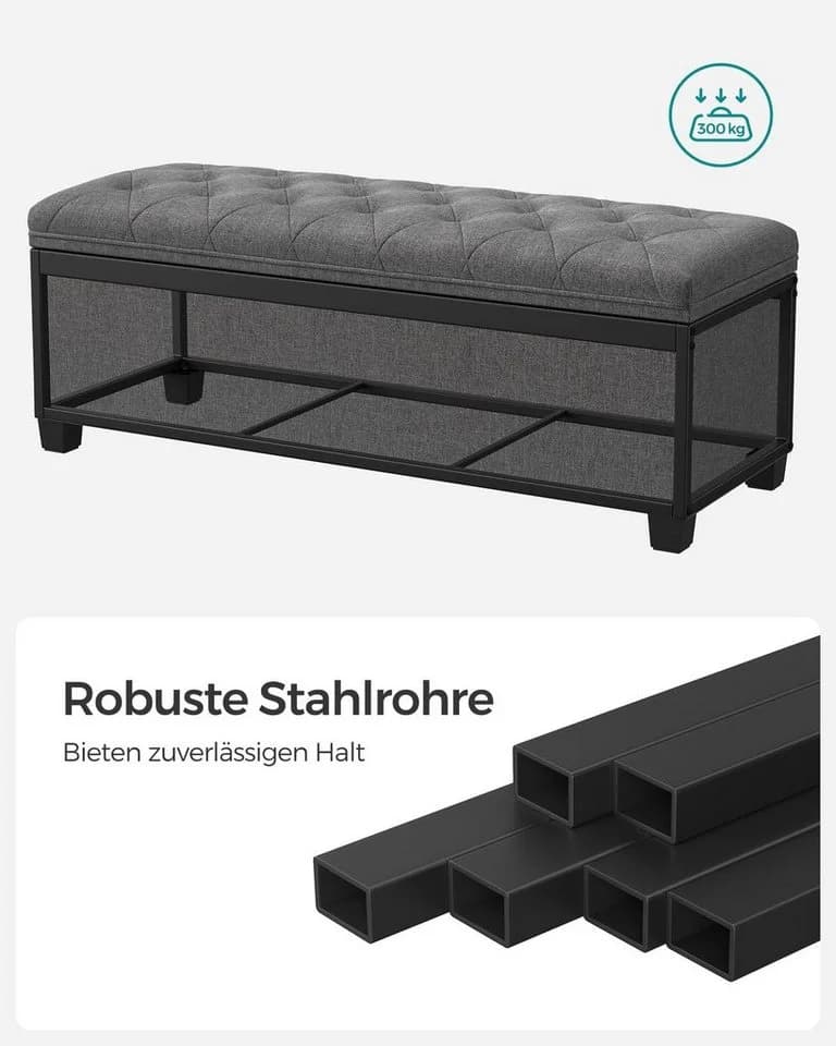 SONGMICS Sitzbank mit Stauraum Sitztruhe Aufbewahrungsbox faltbar gepolstert - Bild 3