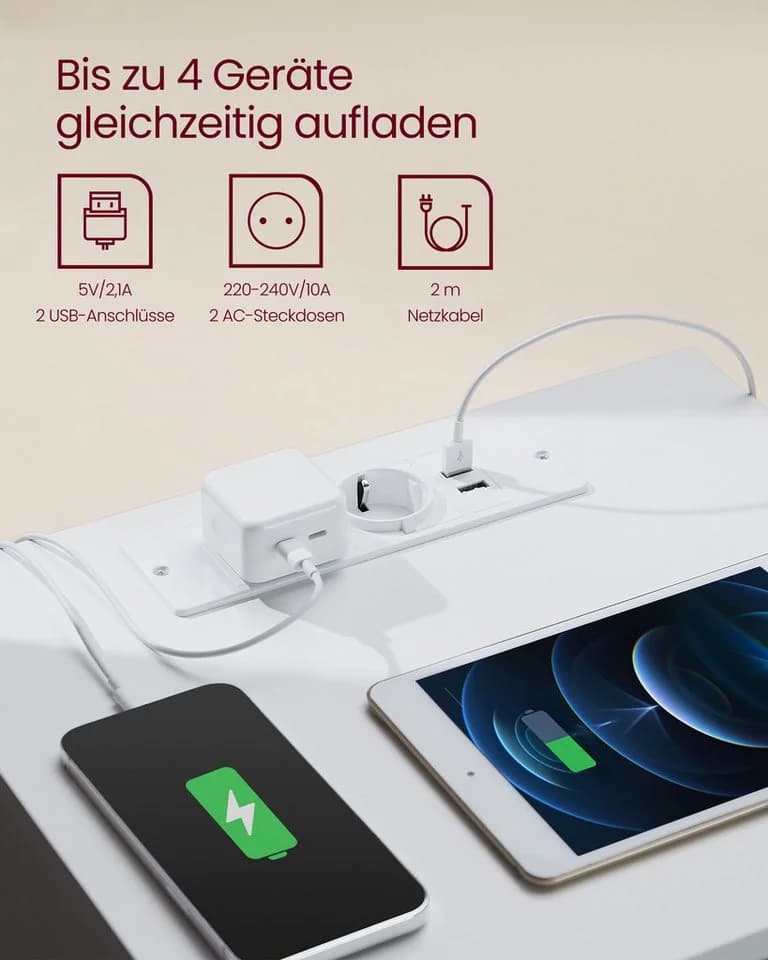 VASAGLE Nachttisch 3 Schubladen Wolkenweiß Holzspanplatte - Bild 3