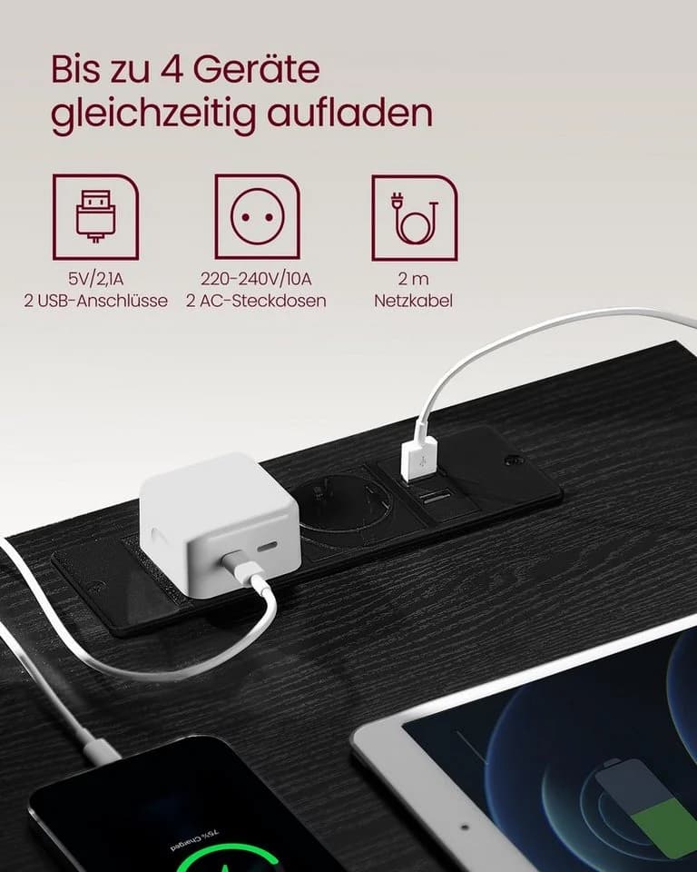 VASAGLE Nachttisch 3 Schubladen Ebenholzschwarz - Bild 3
